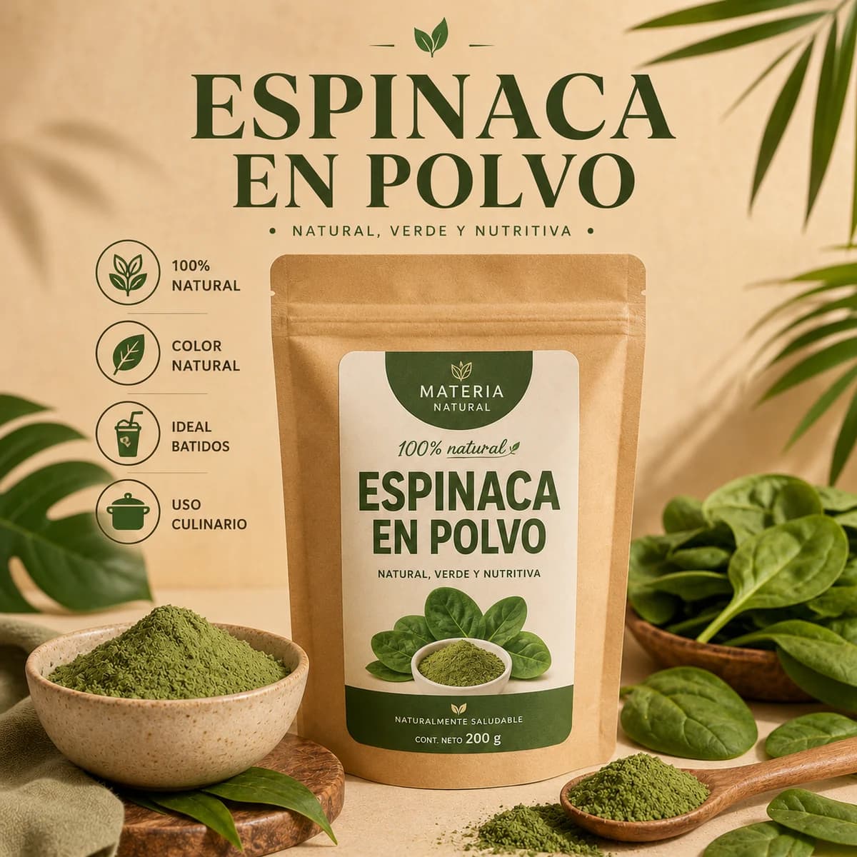 Budín con polvo de espinaca