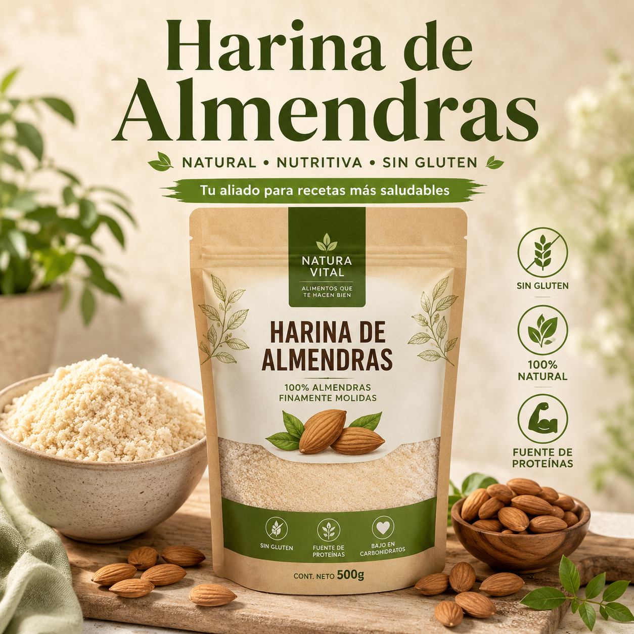 Harina de almendras (Prunus dulcis)