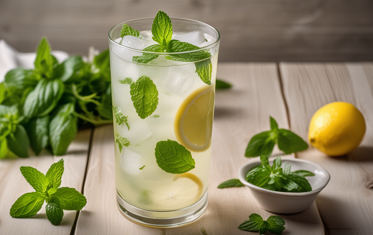 Bebida fría de cúrcuma con limón