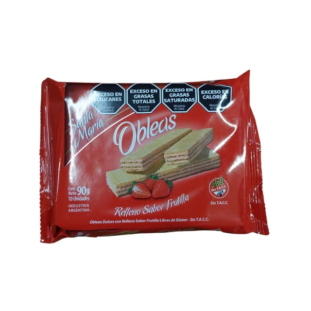 Oblea de frutilla sin tacc Santa María