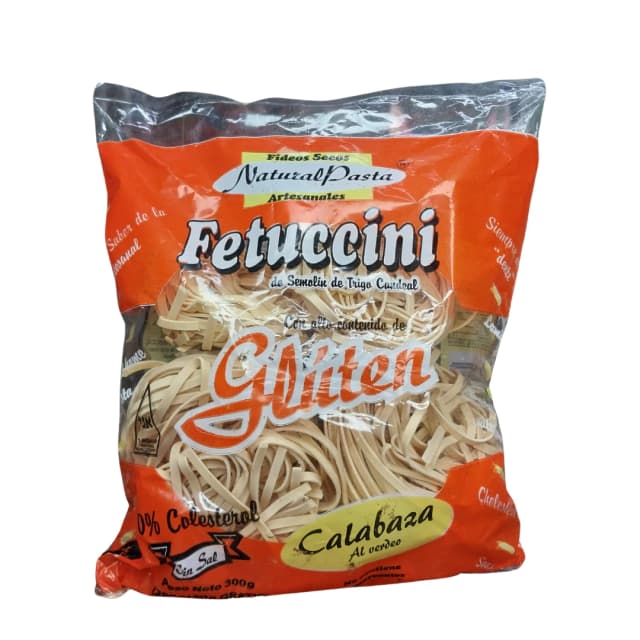 fideos gluten, calabaza , sin sal