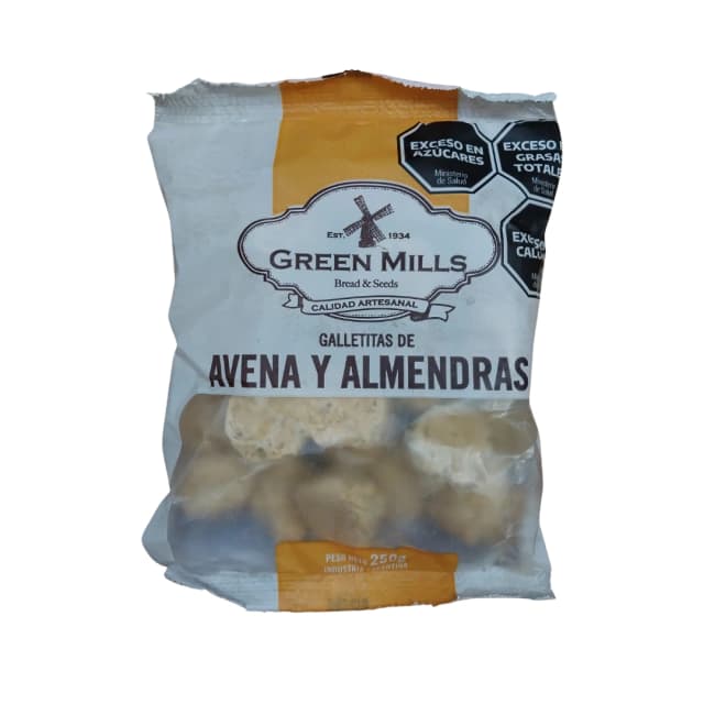 Galletitas de avena y almendras Green Mills x250gr