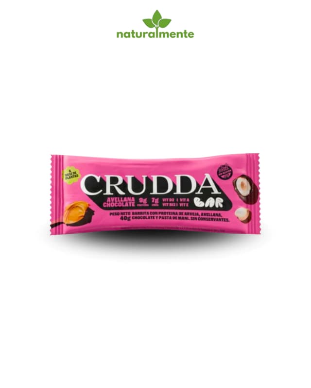 Barrita proteica avellana y chocolate crudda