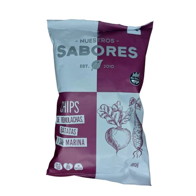 chips de remolacha, batata y sal marina Nuestros sabores