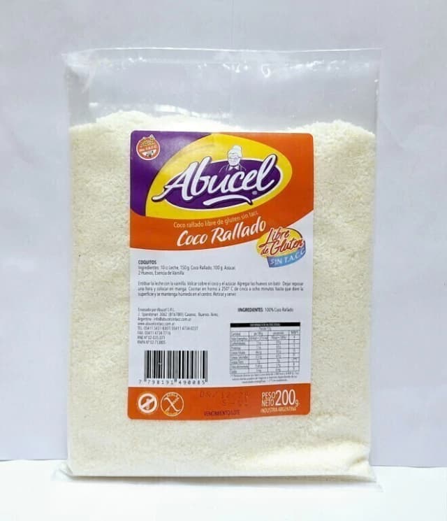 Coco rallado libre de gluten x200 gr Abucel