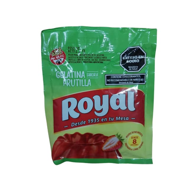 Gelatina sin azúcar sabor frutilla x25 gr Royal