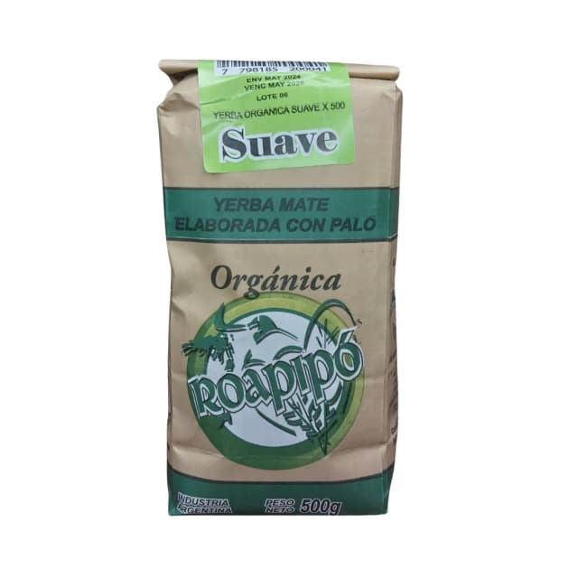yerba mate elaborada con palo, suave, roapipo