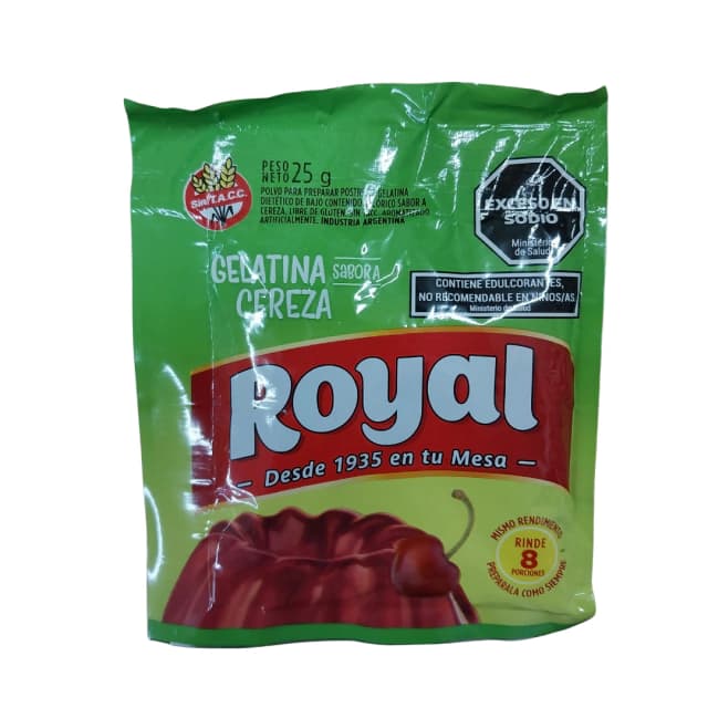 Gelatina sin azúcar sabor cereza x25 gr Royal