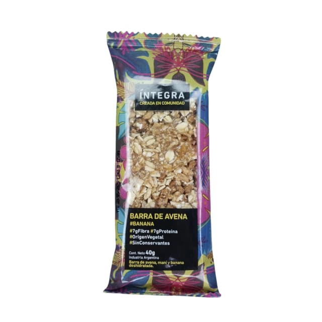 barrita de avena, mani y banana