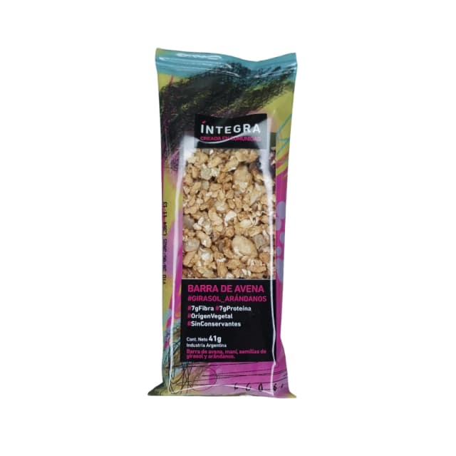 barrita de avena girasol y arandanos, integra