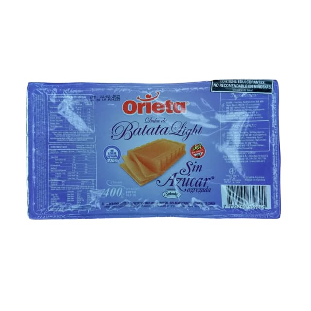 Orieta dulce de batata sin azucar sin tacc