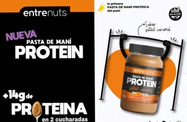 Pasta de mani proteica sabor caramel Entre Nuts