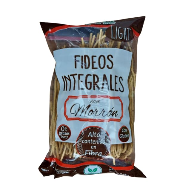 Fideos integrales con morron ceral