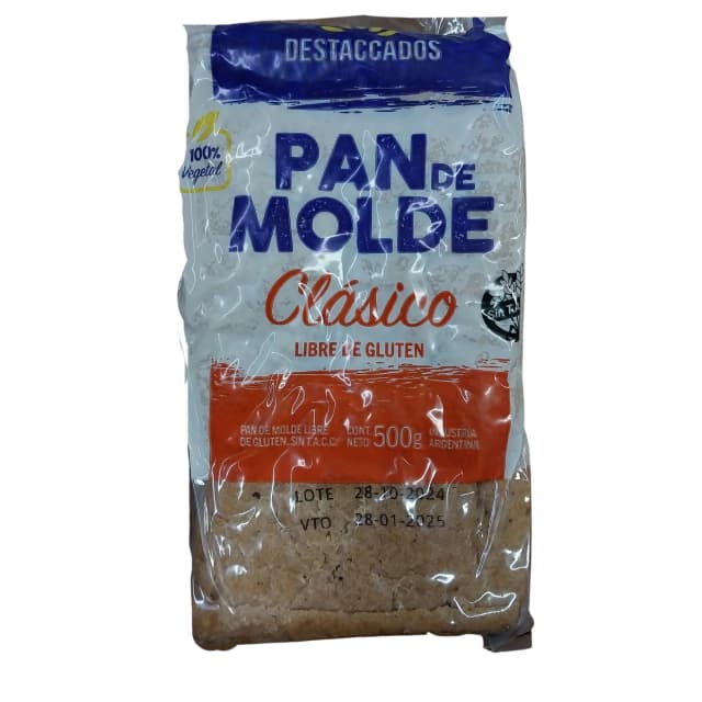Pan de molde libre de gluten Destacados x500gr