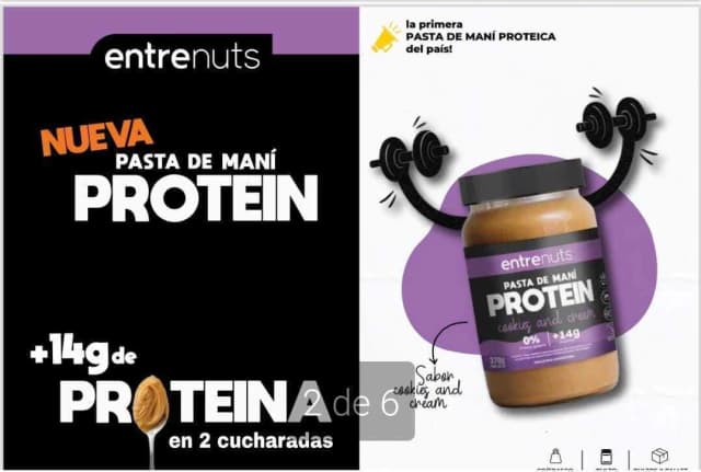 Pasta de mani proteica cookie and cream Entre nuts