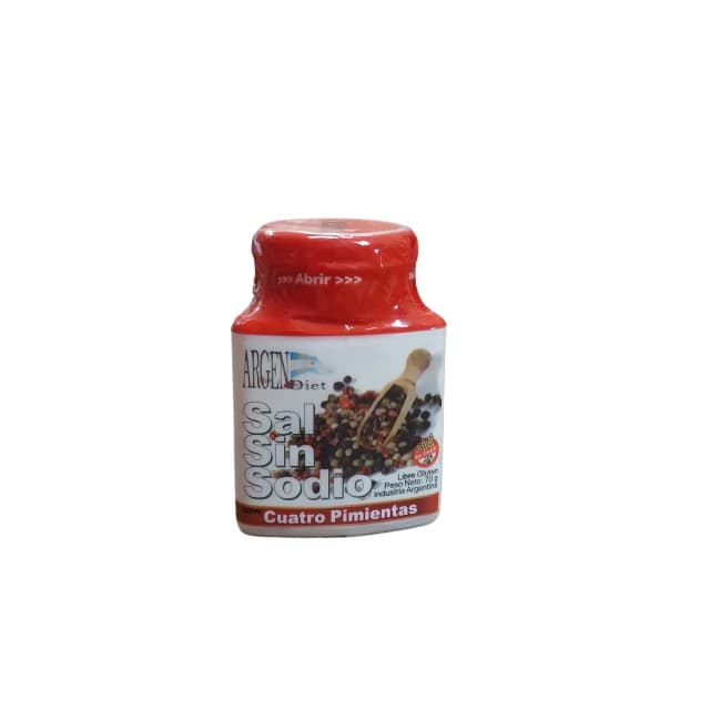 Sal sin sodio sabor cuatro pimientas Argendiet 70gr