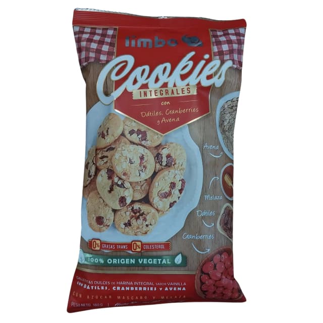 Cookies integrales con datiles, arándanos y avena Limbo