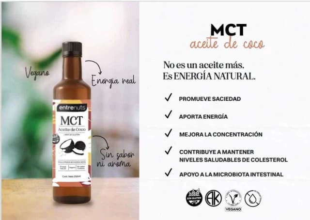 Aceite de coco MCT Entre nuts x250 ml
