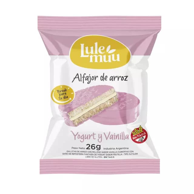 Alfajor de yogur y vainilla Lulemuu libre de gluten