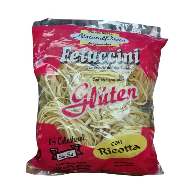 fideos gluten, con ricotta, sin sal