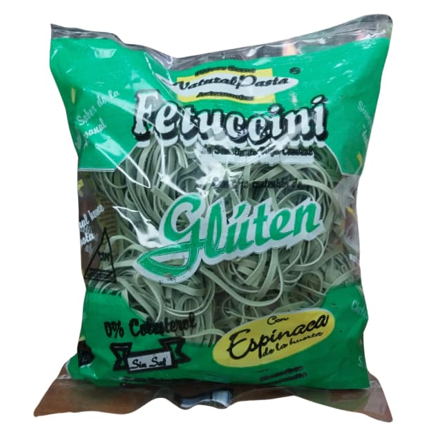 fideos gluten con espinaca, sin sal