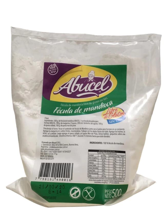 Fecula de mandioca x500gr sin tacc Abucel