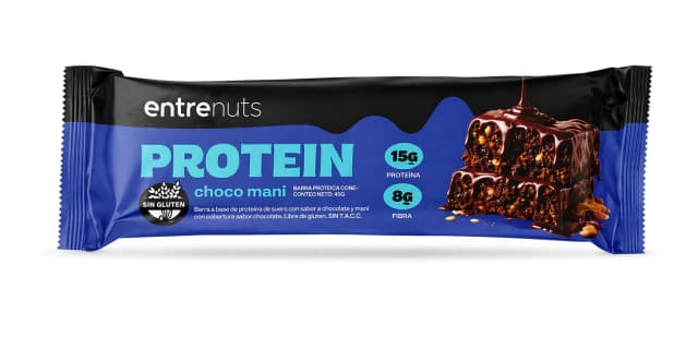 Barrita proteica chocolate con mani Entrenuts