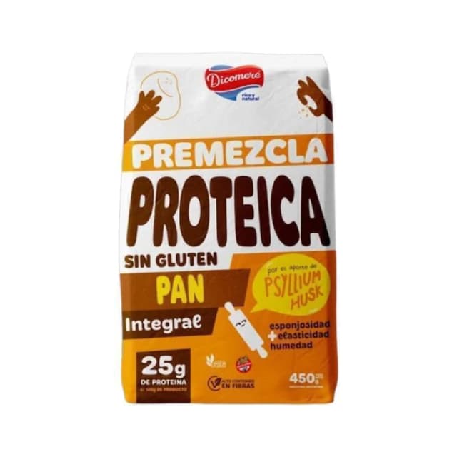 Premezcla proteica integral para pan libre de gluten 450 gr con psyllium Dicomere
