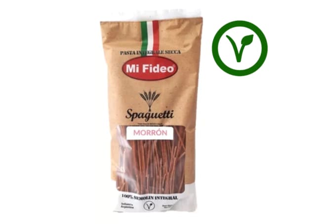 Fideos spaghetti Mi Fideo sabor morron semolin integral