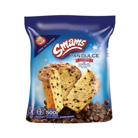Smams pan dulce con chips de chocolate sin tacc