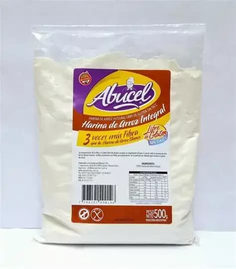 Harina de arroz integral libre de gluten x500 gr Abucel