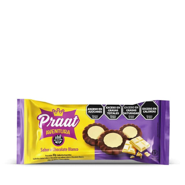 Galletitas aventura chocolate blanco sin tacc Praat