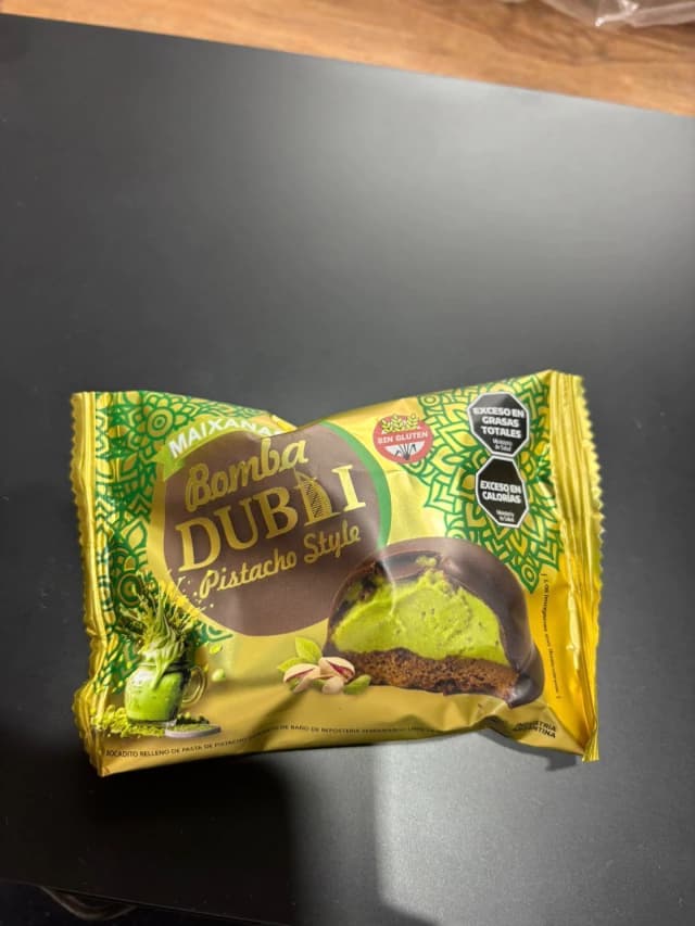 Bomba Dubai relleno de pistacho sin tacc Maixana