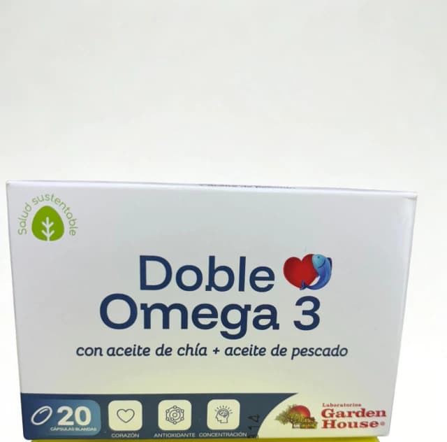 Doble omega 3 con aceite de chía + aceite de pescado x20 comprimidos Garden House
