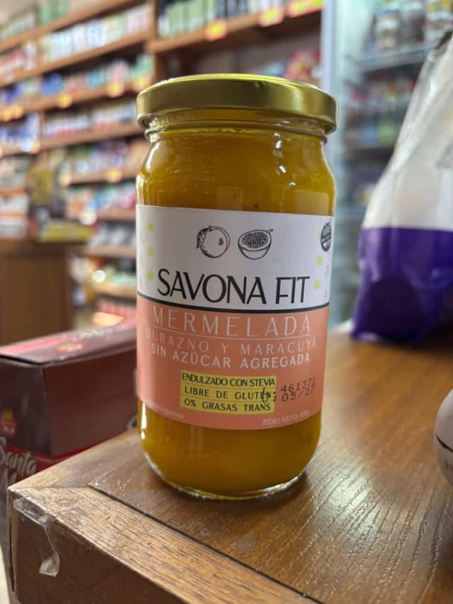Mermelada de durazno y maracuya SIN AZÚCAR Savona Fit