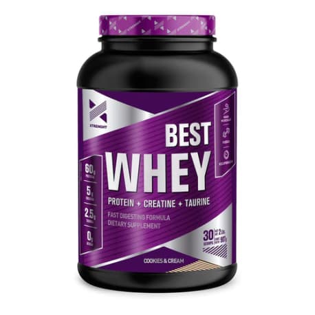 Proteina best whey Xtrenght (sabor vainilla, chocolate o frutilla)